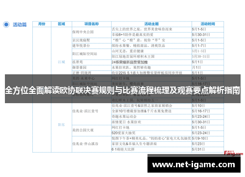 全方位全面解读欧协联决赛规则与比赛流程梳理及观赛要点解析指南