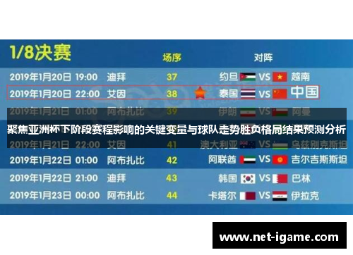 聚焦亚洲杯下阶段赛程影响的关键变量与球队走势胜负格局结果预测分析